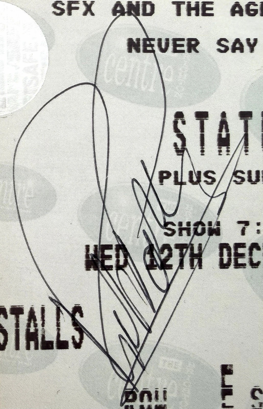 Status Quo Never Say Never Tour Signed Autographed Ticket, The Brighton Centre