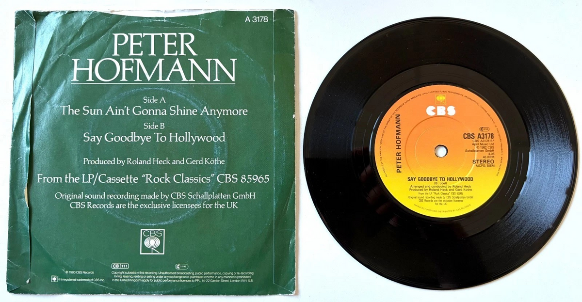 Peter Hofmann - The Sun Ain't Gonna Shine Anymore - 7" Vinyl Single (1982)