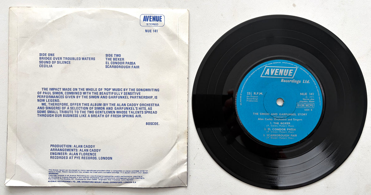 The Alan Caddy Orchestra & Singers Pay Tribute To Simon & Garfunkel - 7" (1971)