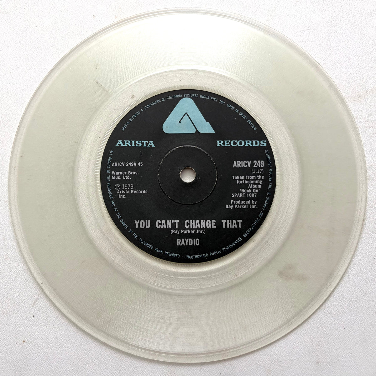 Raydio - You Can't Change That - 7" Clear Vinyl Single (1979)