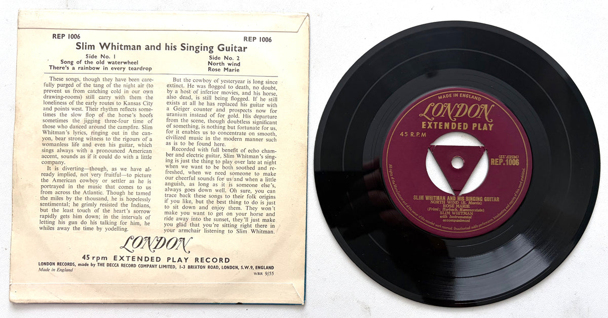 Slim Whitman And His Singing Guitar - 7" Vinyl EP (1954)