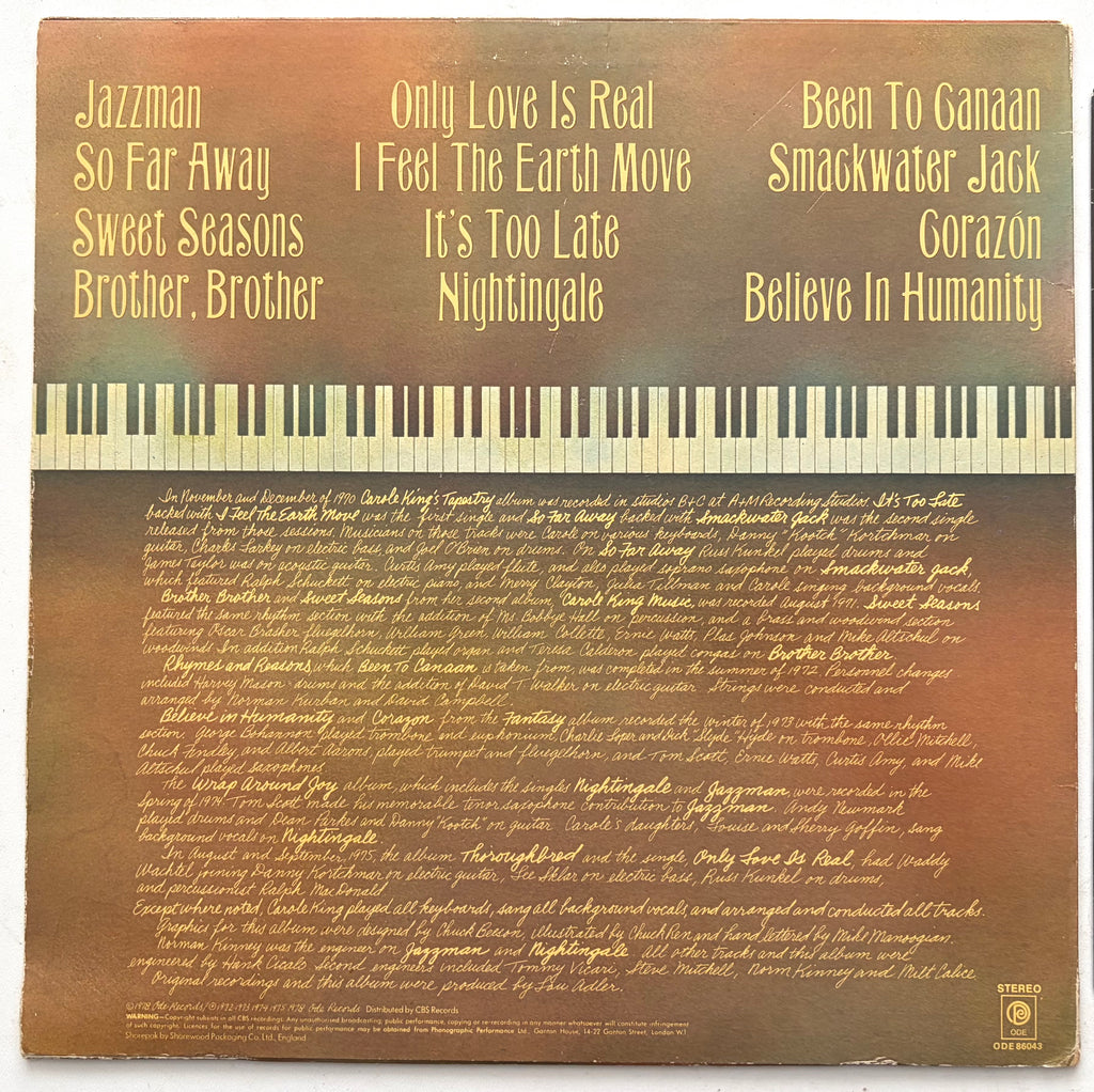 Carole King - Her Greatest Hits - LP 12" Vinyl (1978)
