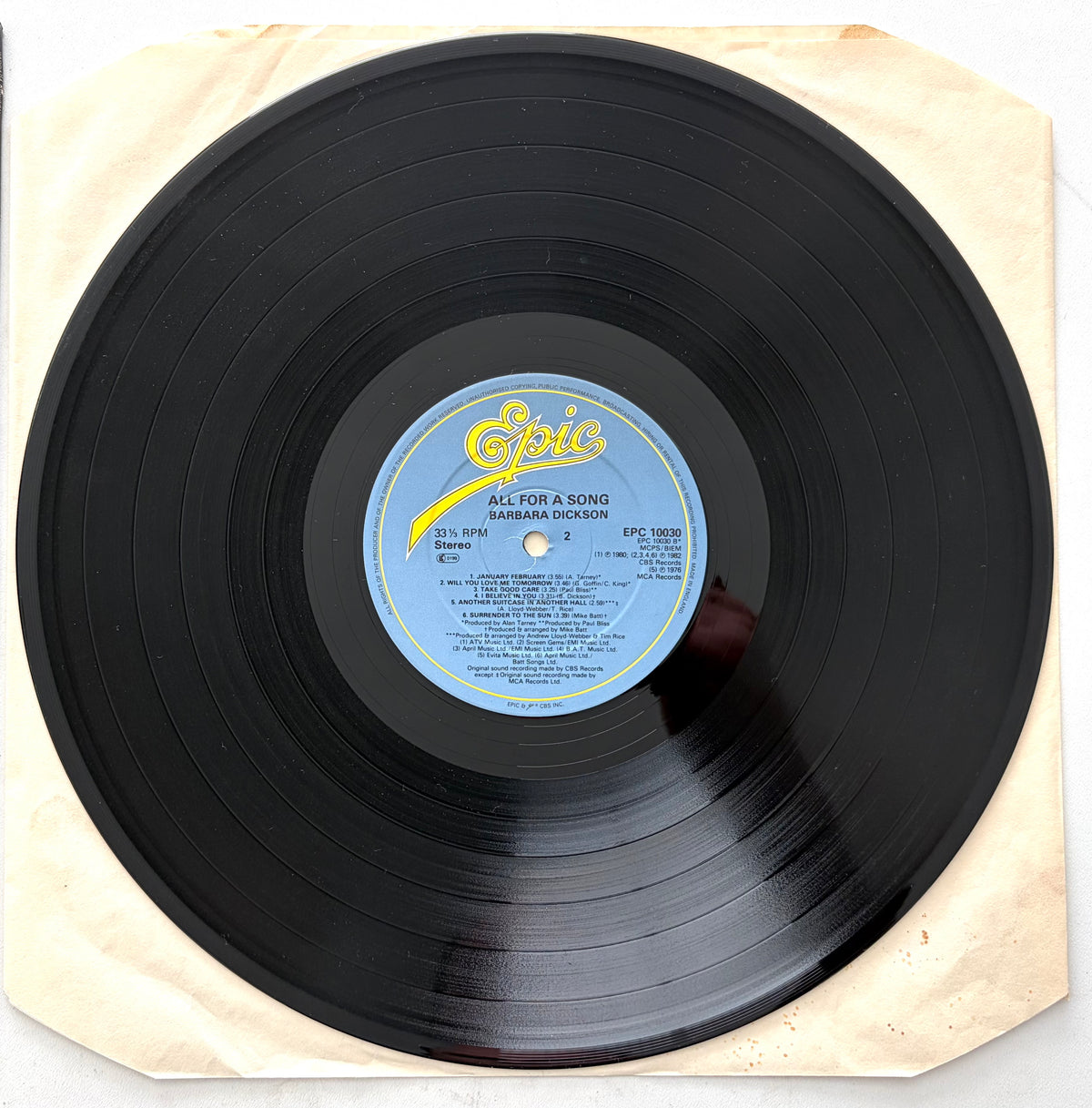 Barbara Dickson - All For A Song - LP 12" Vinyl Album (1981)