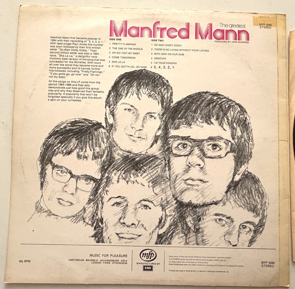 Manfred Mann - The Greatest Hits Of Manfred Man - LP 12" Vinyl (1966)