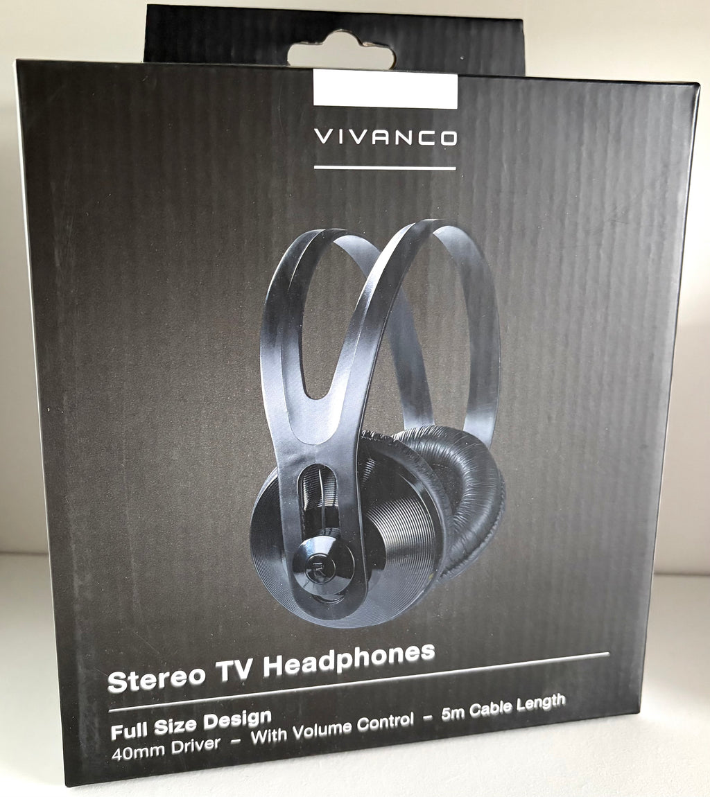 Vivanco Wired Stereo SR97 TV Headphones, Black, 5m Cable Length