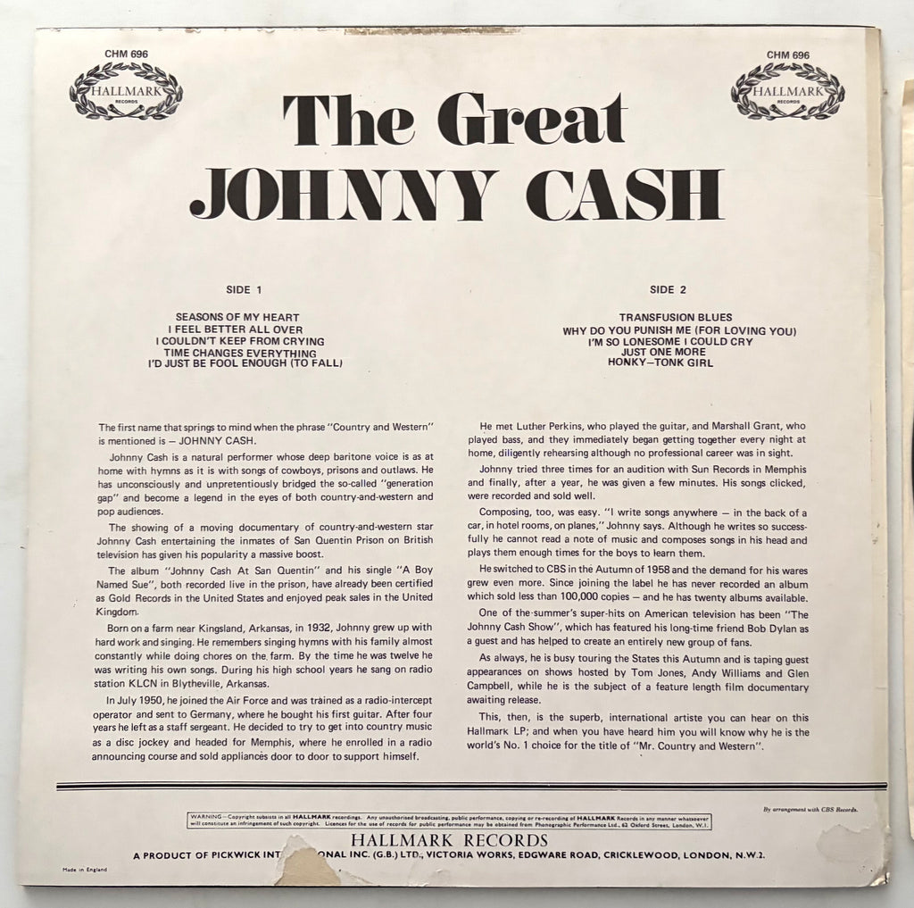 Johnny Cash - The Great Johnny Cash - LP 12" Vinyl Album (1970)