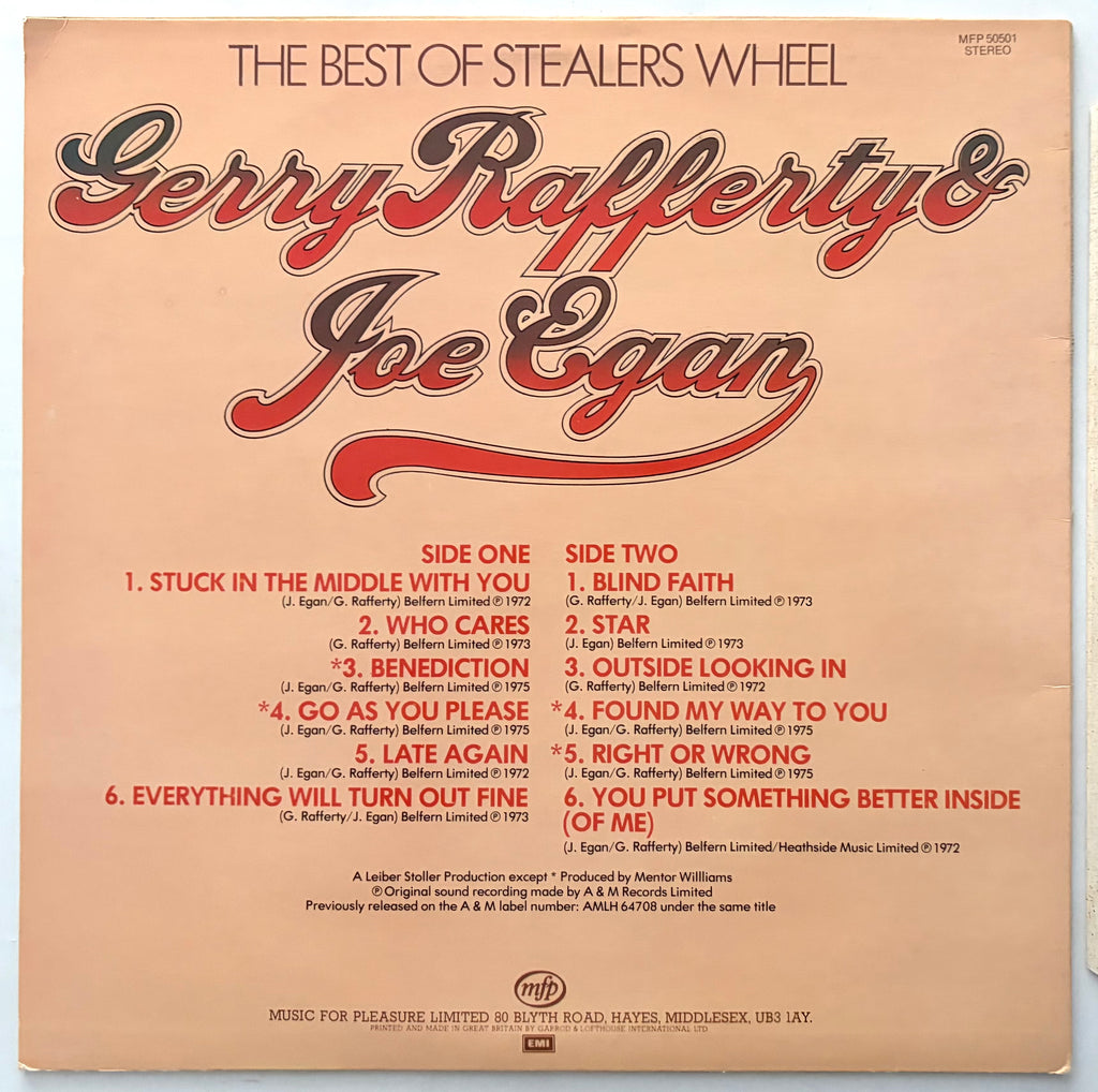 Gerry Rafferty & Joe Egan - The Best Of Stealers Wheel - LP Vinyl Album (1978)