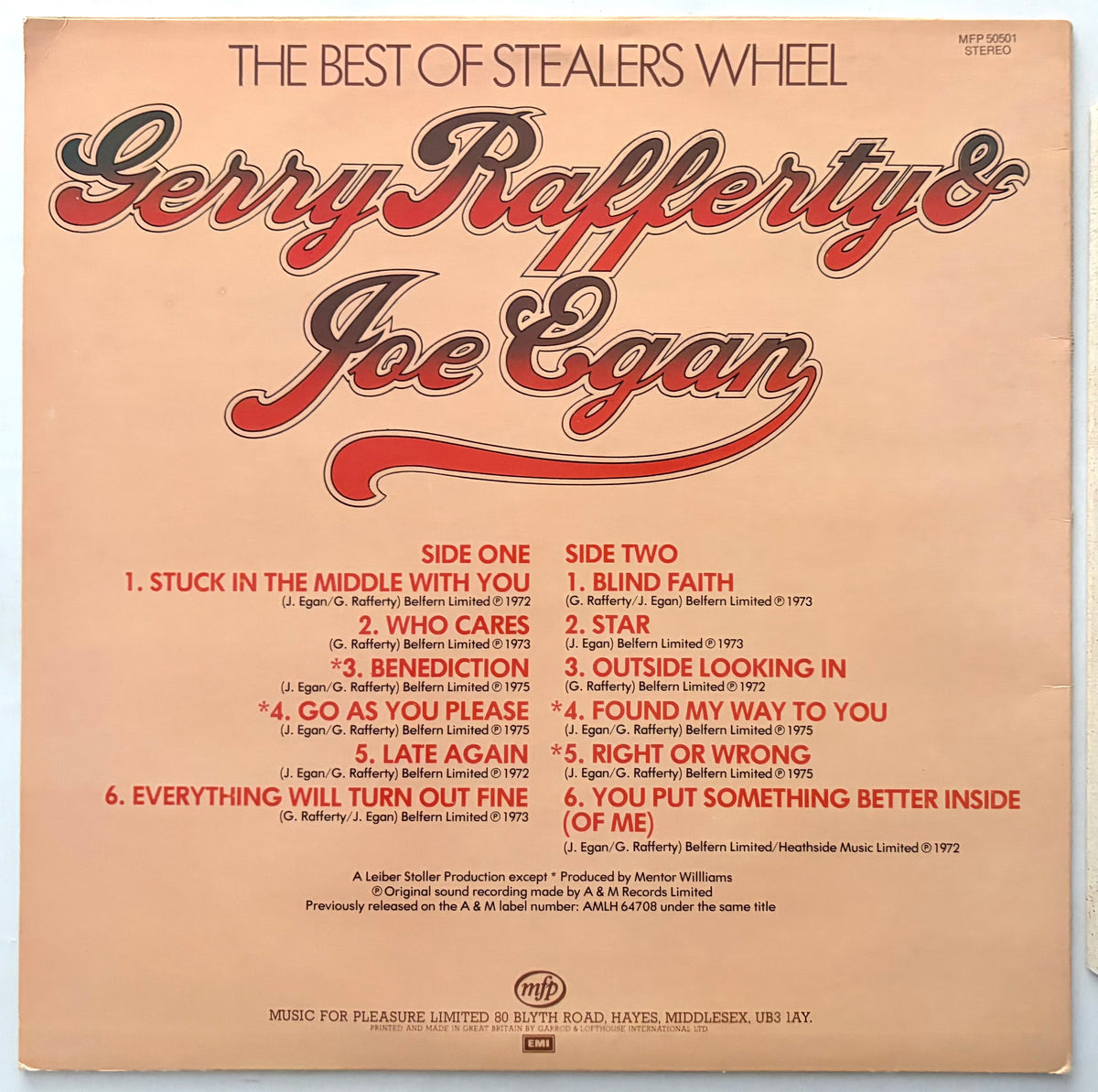 Gerry Rafferty & Joe Egan - The Best Of Stealers Wheel - LP Vinyl Album (1978)