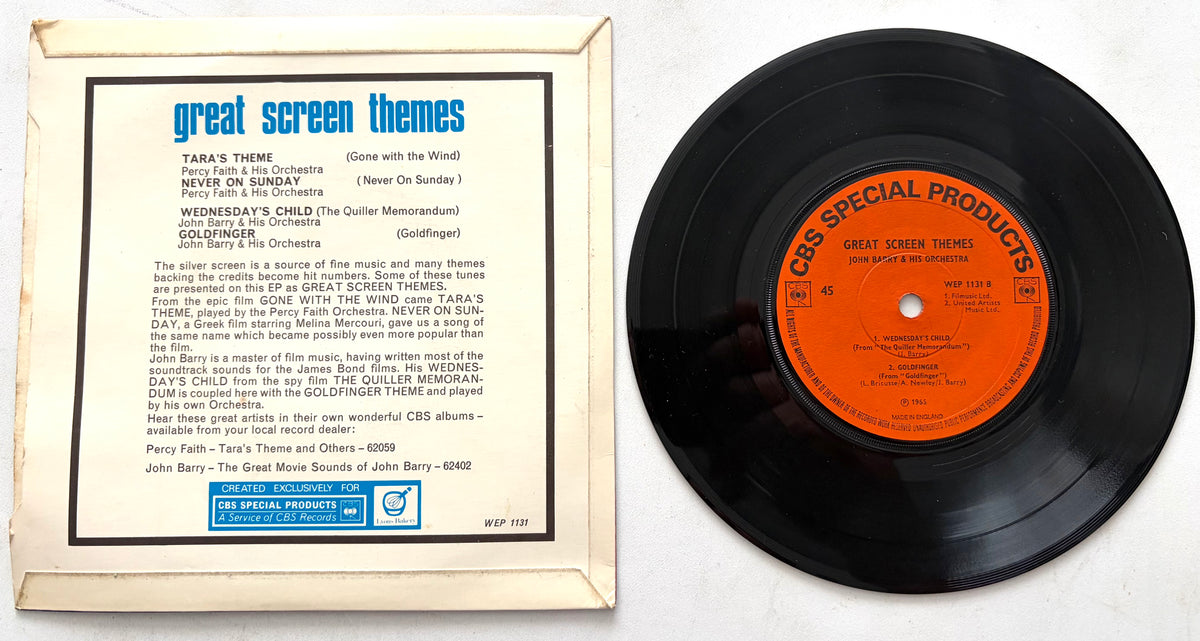 Percy Faith & His Orchestra/John Barry & His Orchestra - Great Screen Themes - 7" Vinyl Single (1961)