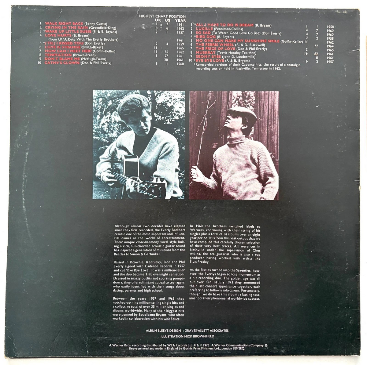 The Everly Brothers - Walk Right Back With The Everlys - LP 12" Album (1975)