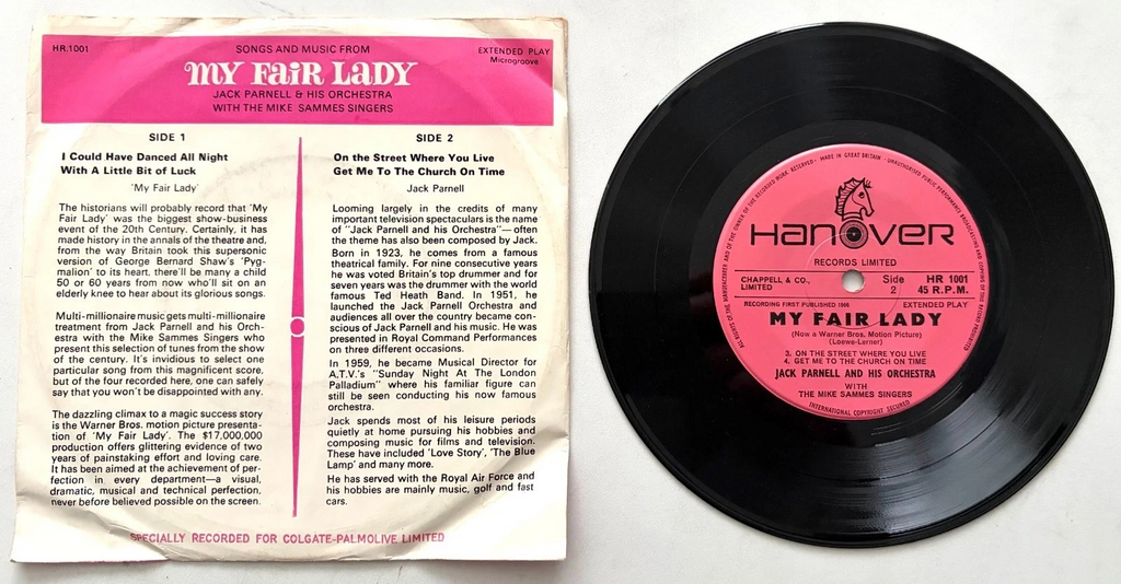 Jack Parnell & His Orchestra with The Mike Sammes Singer, My Fair Lady, 7" Vinyl